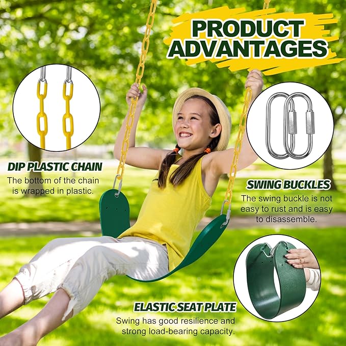 Swings Set - 2-Pack Suitable for Kids and Adults, Comes with Hooks & Chains, Perfect for Backyard