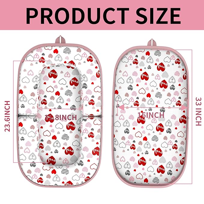 Baby Lounger, Foldable Infant Nest Pillow with Soft Memory Foam Mat, Cover with Adorable Pattern, Converts to Backpack for Easy Travel, 0-12 Months, Pink