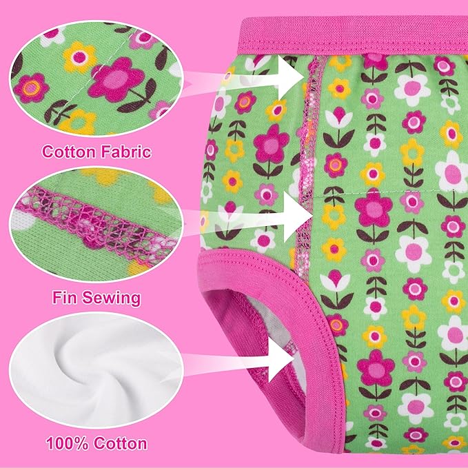 BIG ELEPHANT 6-Pack Potty Training Pants – 100% Cotton Absorbent Toddler Underwear for Boys and Girls (12M-10Y)