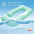 Cute Castle Cooling Cover Pregnancy Pillows, Soft U-Shape Maternity Pillow with Removable Cover - Full Body Pillows for Adults Sleeping - Pregnancy Must Haves - Jumbo 57 Inch - Turquoise