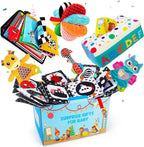 Baby Gifts Set,Infant Toys Set with Tummy Time Mirror,Plush Teethers,High Contrast Baby Books,Rattle,Tissue Box Toy,Sensory Ball for Boys Girls,Perfect Sensory Toys Gifts Basket for Shower Birthday