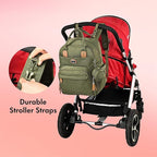 Dikaslon Diaper Bag Backpack with Portable Changing Pad, Pacifier Case and Stroller Straps, Large Unisex Baby Bags for Boys Girls, Multipurpose Travel Back Pack Moms Dads, Green