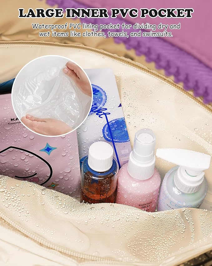 Duffle Bag with Initial, Spend The Night Bags for Women，Overnight Bag with Wet Pocket，Lightweight Stuff for Girls Travel Bags Personalized Gym Tote with Makeup Pouch