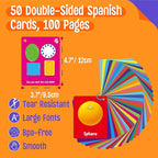 Color & Shape Flashcards, 50 Double-Sided Cards (30 Colors & 20 Shapes) Colorful Cards Educational Learning Tools for Preschool and Toddlers (3 Reclosable Rings Attached)