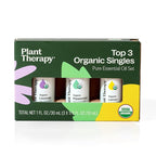 Plant Therapy Top 3 Organic Essential Oil Singles Set 10 mL (1/3 oz) Lemon, Lavender & Peppermint 100% Pure Essential Oils, Undiluted, Natural Aromatherapy for Diffusion and Body Care