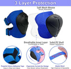 Kids Bike Helmet with DIY Stickers and Knee Pads Elbow Pads Wrist Guard Set for Ages 3-8-14 Toddler Boys Girls Helmet for Roller Skates Cycling Skateboarding Bicycle Scooter