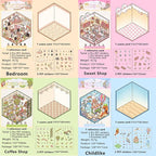 DIY 3D Sticker Scene，8 Sets Pack（500+）, Reusable Sticker Book, Cute Sets for Free Combination, Cute Waterproof for Anywhere, Crafts Party Favors Birthday Gift