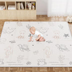 79x71 Foldable Play Mat for Baby, Extra Large Foam Play Mat Tummy Time and Crawling Mat, Waterproof & Anti-Slip Reversible Portable Baby Floor Mat for Infant, Toddler