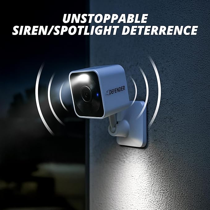 Defender GO 2K AI Powered WiFi Indoor/Outdoor Home, Business, Pet, Baby Security Camera, AI Detection, Dual Band, Spotlight/Siren, Color Night Vision, 2-Way Talk, Works with ClearVu App, 3 Pack