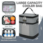 Mancro Breastmilk Cooler Bag with Ice Pack, insulated bottle bag for Daycare and Travel, Double Layer Baby Bottle Cooler Bag Fits 6 up to 9 Ounces for Nursing Moms, Light Grey