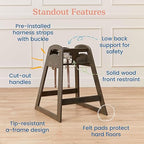 ECR4Kids ASATT High Chair, Toddler Chair, Grey Wash