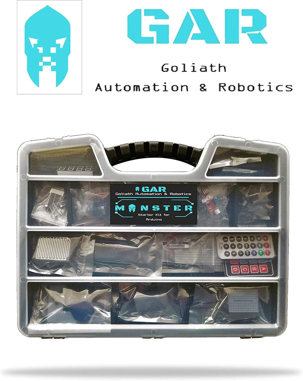 GAR Monster Starter Kit for Arduino Uno Mega Nano, Complete Advanced Set, ESP32, ESP8266, 25 Sensor Modules, Bluetooth WiFi Ethernet for STEM Robotics Projects