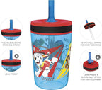 Zak Designs PAW Patrol Kelso Tumbler Set, Leak-Proof Screw-On Lid with Straw, Bundle for Kids Includes Plastic and Stainless Steel Cups with Additional Sipper (Paw Patrol- 3pc)15 fl oz