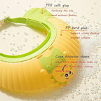 Baby Shower Cap Shield, Shower Cap for Kids, Visor Hat for Eye and Ear Protection for 0-9 Years Old Children, Cute Little Dinosaur Shape Makes The Baby Bath More Fun (Yellow)