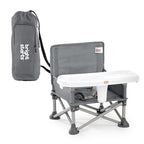 Bright Starts Pop 'N Sit Portable Booster, Indoor/Outdoor Use, Floor Seat with Feeding Tray, Grey, 6 Mos - 3 Yrs