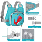 Toddler Harness Leash + Anti Lost Wrist Link, Accmor Dinosaur Baby Harnesses with Kids Leashes for Boys, Cute Child Walking Anti-Lost Holder Bracelet Strap Tether for Outdoor Keep Kid Close (Blue)