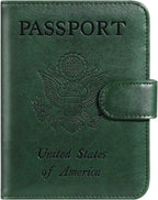 Passport Holder Cover Wallet RFID Blocking Leather Card Case Travel Accessories for Women Men (Atrovirens)