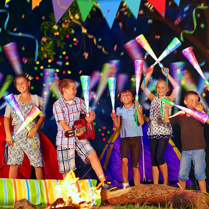 120PCS Glow Fiber Optic Sticks, LED Light Wands, Glow in The Dark Party Supplies, Fiber Optic Wands for Weddings, Birthdays&Events,Flashing LED Party Favors,Colorful Light Sticks for Kids&Adults