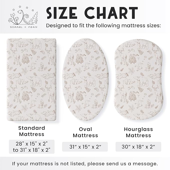 Baby Bassinet Sheets for Boy, Girl (Magic Forest) 2-Pack - Fitted Bedside Bassinet Sheets - Buttery Soft Cotton Blend for Standard Mattress Pad - Compatible with Halo BassiNest