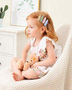 doboi 40Pcs Toddler Hair Clips Hair Barrettes Baby Girl Hair Bows Clips Floral Print Non Slip Snap Hairpins Flower Hair Clips for Girls Kids Toddler Hair Accessories