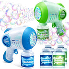 JOYIN 2 Kids Bubble Guns with 4 Bottles Solution, Automatic Bubble Machine Gun with 8 Holes for Kids, Adults, Summer Toys, Easter Basket Stuffers, Birthday Gift, Party Favors