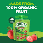 GoGo squeeZ Organic Applesauce and Fruit Puree Apple Strawberry, 3.2 oz (Pack of 48), Unsweetened Organic Fruit Snacks for Kids, Gluten Free, Nut Free and Dairy Free, Recloseable Cap, BPA Free Pouches