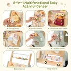 ROBOTIME Baby Walking Toy, Adjustable Speed & Height Wooden Baby Walker Push Toy, Montessori Toddler Push Toy with Brake, Storage & Multi-Activity Play Center for 10M+ Kids (Forest Fairy Tale)