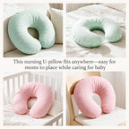 Nursing Pillow Covers, 2 Soft and Cosy Breastfeeding Pillow Covers for Standard Baby Nursing Pillows for Both Boys and Girls (Pink and Green)