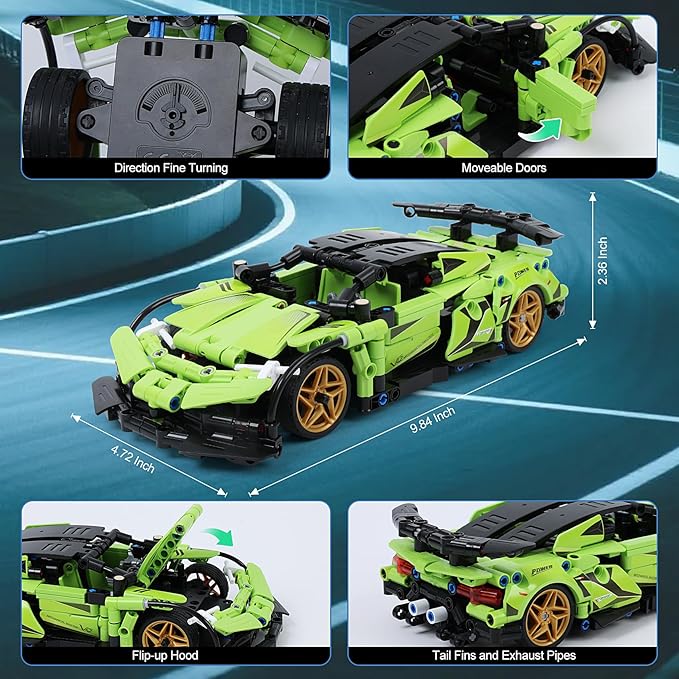 STEM Building Blocks Kit for Kids - 2 in 1 Remote Control Race Car and Robot Toy, Great Gift for Boys, Teens Age 6 7 8-12+ Year Old Who Love Engineering and RC Sports Car Toys