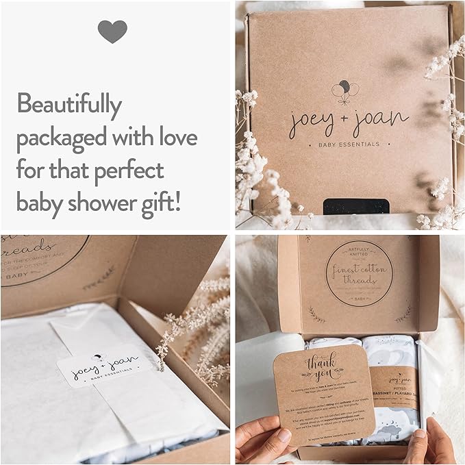 Joey + Joan Travel Crib Fitted Sheets for Baby Bjorn, Guava Lotus Travel Crib and 24 x 42 Inch Travel Light Playard Mattress – Snuggly Soft 100% Jersey Cotton – Cream + Brown – 2 Pack