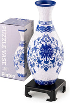 Pintoo 3D Puzzle Vase Unique Flower Vase Made by 160 Curved Plastic Puzzle Pieces House Warming Gift for Flower Arrangements and Home Decoration - [S1032] (Classic, Indigo Age)