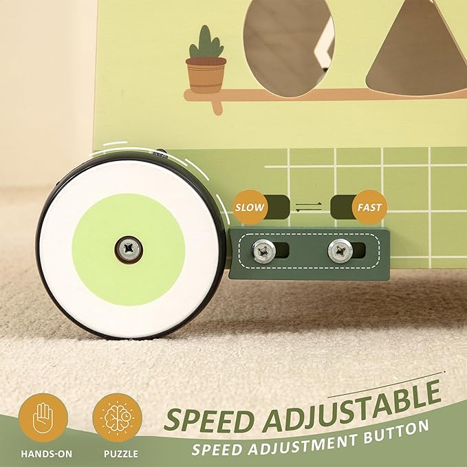 Baby Push Walker -Wooden Push Walker Montessori Toy- Toddler Learning Activity Walker for Girls Boys 1-3 Years - Pretend Kitchen Playset Ideal for Toddlers（Green ）