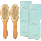 Natemia Soft Bristle Baby Hair Brush Set - 2 Pack Wooden Brushes for Newborns, Toddlers, and Baby Registry Gift