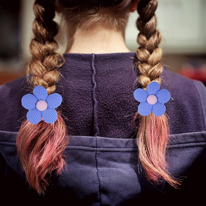 12-Pack Playful Sunflower Hair Ties For Kids Colorful Braided Elastics With 3D Floral Design Girls' Hair Bows (6 Vibrant Color Sets)