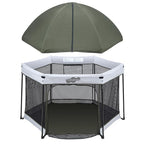 Pamo Babe Baby Playpen with Sun Protection Canopy - Indoor & Outdoor Play Yard for Babies and Toddlers - Baby Tent with Zipper Door