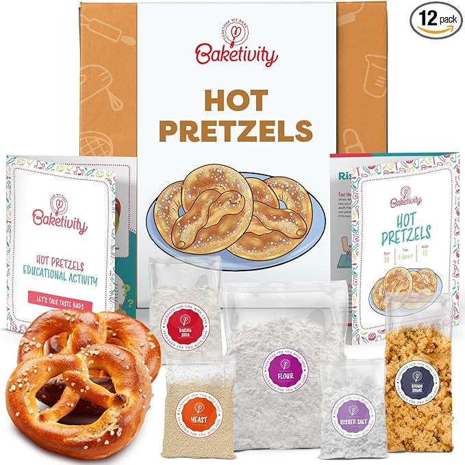 Pretzel Making Kit - Real Cooking Set for Kids Ages 5-12+ with Recipe and Ingredients - Kids Baking Set for Girls & Boys - Great Gift for Family Bonding
