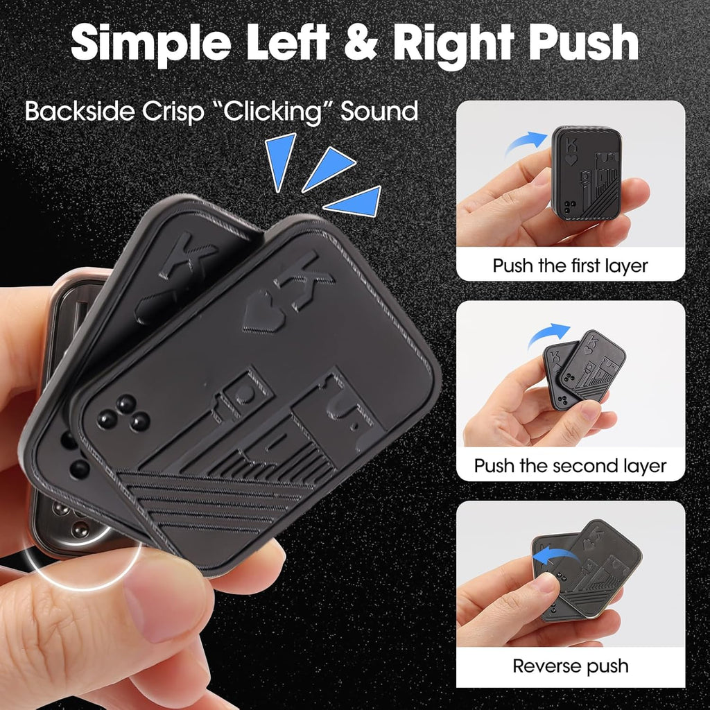 Fidget Toys 2 Pack, Magnetic Metal Haptic Fidget Slider Poker Card, EDC Fidget Toys for Adults,Relieve Stress Anxiety ADHD (Black)