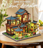 Spilay DIY Miniature Dollhouse Kit,DIY Dollhouse Kit with Wooden Furniture,Dust Proof Cover, Music Box and LED,Handmade Crafts Gifts for Birthday Christmas and Valentine's Day（P019）