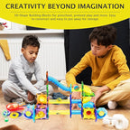 PicassoTiles 62pcs Magnetic Tile Pete The Cat Magnetic Marble Run Toy Set with Race Track Tubes Marbles and Stickers STEM Educational Construction Building Blocks for Kids Boys Girls Ages 3 Up PTG03