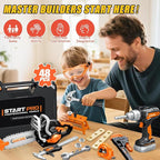 Kids Tool Set Toys, 48 Pcs Toddler Tool Set with Portable Tool Box, Electronic Toy Drill & Electric Chainsaw, Construction Tools Gifts for Boys Aged 3 4 5 6 7, Christmas Birthday Gifts for Toddlers