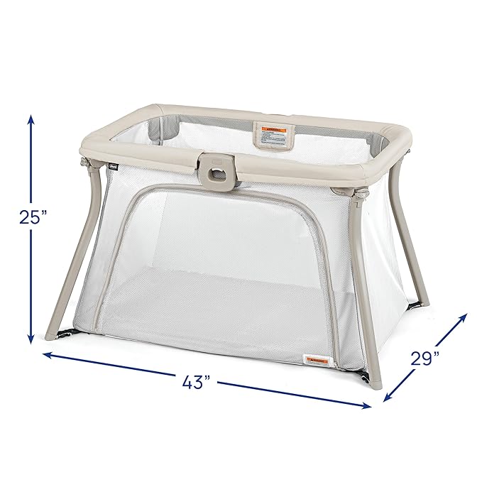 Chicco Alfa Lite Lightweight Travel Playard, Portable Playpen for Babies and Toddlers, Snap-Open/Compact Fold Design, 13 lbs., Baby Travel Essential | Dove/Beige