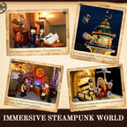 FUNWHOLE Steampunk Observatory Tower Lighting Building-Bricks Set - Astronomy Tower 2744 Pcs Collection Display Set for Adults and Steampunk Lovers