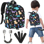 Accmor Toddler Backpack with Leash, Cute Dinosaur Kids Backpack + Anti Lost Wrist Link, Mini Child Backpack Leash Baby Walking Harness for Outdoor Travel, Adorable Backpack Tether for Boys Age 1-3