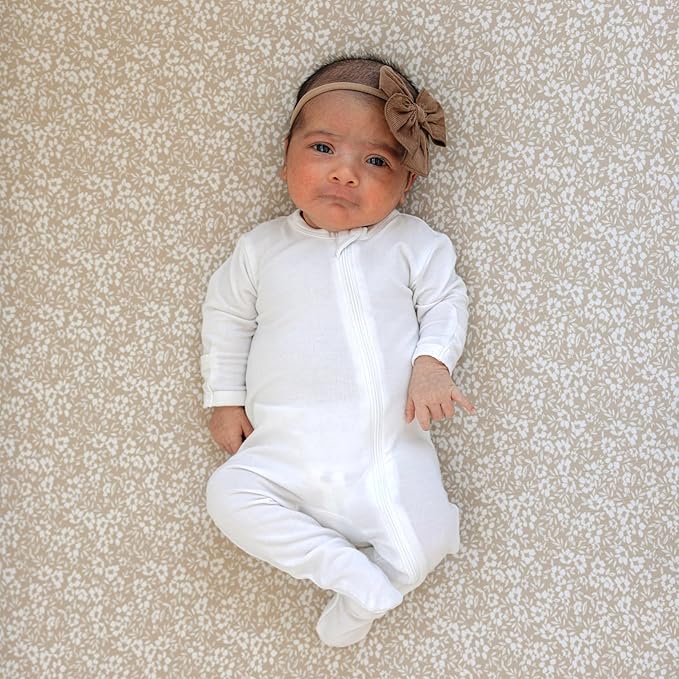 Crib Sheets Neutral - Fitted Baby Crib Sheets Bed for Girl Boy - 2 Pack Standard & Toddler Mattress (Poppy Fields) - Buttery Soft Organic Cotton Blend