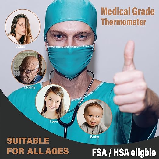 Amplim Baby Thermometer | 3-in-1 Accurate Infrared Thermometer for Ear, Forehead & Touchless, Fever Thermometer for Baby, Infants, Toddlers, Kids & Adults | Base Stand & Clock (Black)