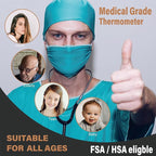 Amplim Baby Thermometer | 3-in-1 Infrared Thermometer for Ear, Forehead & Touchless, Accurate Fever Thermometer for Baby, Infants, Toddlers, Kids & Adults | Black Base Stand & Clock