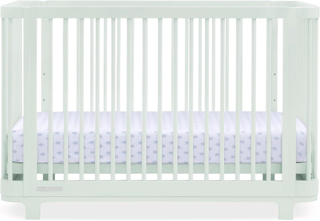 Delta Children Nest Crib and Dresser Nursery Furniture – 4-in-1 Convertible Crib | Forever 6 Drawer Dresser with Changing Top | Light Sage