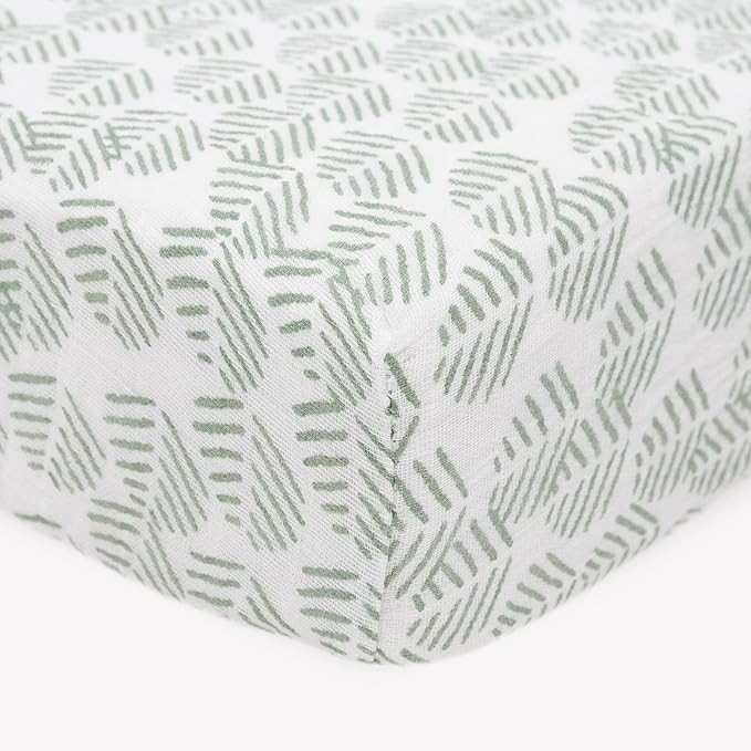 Little Unicorn Premium Crib Sheet | Breathable & Super-Soft Muslin Fabric (Leaf Motif)