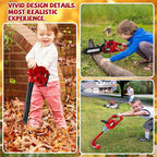 3 Pcs Toy Gardening Tool Set for Kids Toy Leaf Blower Weed Trimmer Chainsaw Pretend Play Set with Lights and Sounds Birthday for Boys Girls