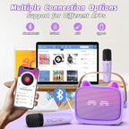 Mini Karaoke Machine Toys Gifts,Kids Portable MP3 Player with 2 Wireless Microphone and LED,Christmas Birthday Gifts for Girls Boys 3 4 5 6 7 8+ Year Old (Purple)
